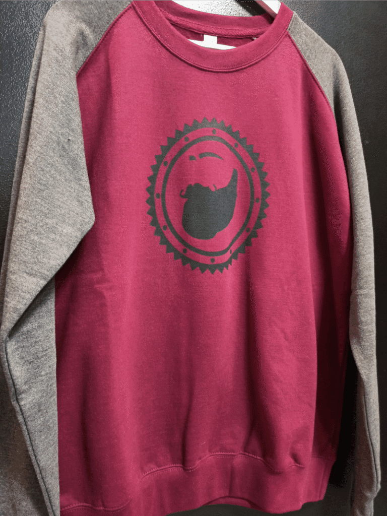 Sudadera Beard One Burdeos Gris Delante Percha